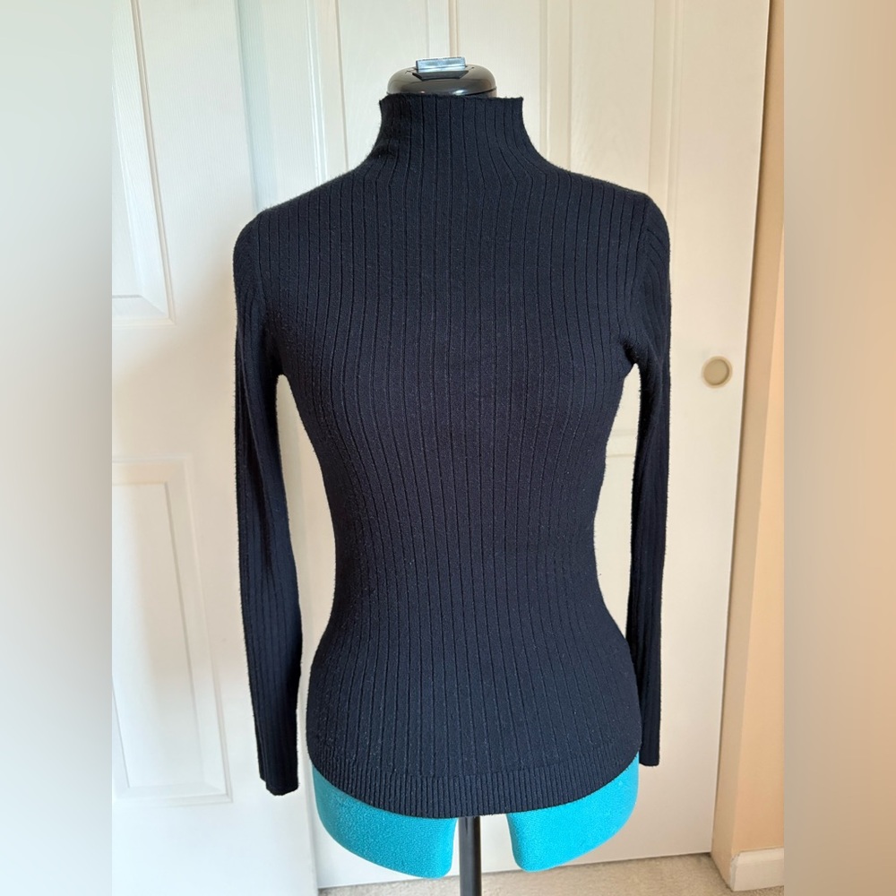 Loft Black Fitted Mock Neck Sweater